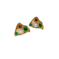 French Court Style Irregular Triangle Crystal Pearl Stud Earrings With Silver Pins view 5