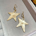 Metal Star Drop Earrings With Crumpled Irregular Pendant, European Minimalist Ear Hook Jewelry view 3