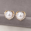 Korean Style Heart Stud Earrings For Women Sweet Faux Pearl Everyday Fashion Jewelry view 5
