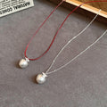 Korean Style Leather Cord Brushed Apple Adjustable Sweater Necklace Minimalist Clavicle Chain view 2