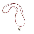 Korean Style Leather Cord Brushed Apple Adjustable Sweater Necklace Minimalist Clavicle Chain view 5