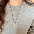 Korean Style Leather Cord Brushed Apple Adjustable Sweater Necklace Minimalist Clavicle Chain view 1