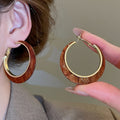 Acrylic Hollow Round Hoop Earrings Retro Hong Kong Style Maillard Geometric Drop Earrings view 3