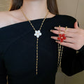 Old Money Style Resin Flower Geometric Long Sweater Necklace Vintage Light Luxury Pendant view 2