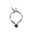 Vintage Maillard Leopard Print Fabric Heart Cross Pendant Choker Necklace For Women view 5