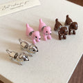 Cute Cartoon Dog Enamel Front Back Drop Earrings Copper Animal Stud Style view 3