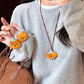 Cute Flocked Resin Bear Pendant Sweater Necklace For Women Vacation Style Clavicle Chain view 3