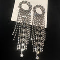 Copper Geometric Round Rhinestone Tassel Drop Earrings With Silver Needle Minimalist Light Luxury Style view 2