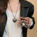 Ethnic Style Wax Cord Necklace With Metal Leopard Heart Star Dog Bow Pendants view 2