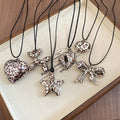 Ethnic Style Wax Cord Necklace With Metal Leopard Heart Star Dog Bow Pendants view 1