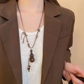 Vintage Ethnic Wood Ceramic Coconut Shell Star Gourd Pendant Sweater Necklace view 3