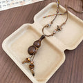 Vintage Ethnic Wood Ceramic Coconut Shell Star Gourd Pendant Sweater Necklace view 4