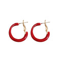 Vintage Metal Oil Drip Geometric Round Pendant Hoop Earrings With Silver Needle For Women view 5