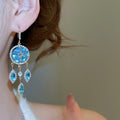 Sparkling Zircon Round Rhombus Tassel French Court Style Drop Earrings view 3