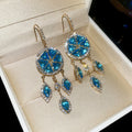 Sparkling Zircon Round Rhombus Tassel French Court Style Drop Earrings view 4
