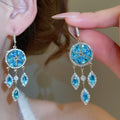 Sparkling Zircon Round Rhombus Tassel French Court Style Drop Earrings view 1