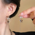 Korean Style Copper Zircon Bow Star Leopard Pendant Threader Drop Earrings view 3
