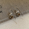 Korean Style Copper Zircon Bow Star Leopard Pendant Threader Drop Earrings view 2