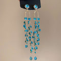 Geometric Rhinestone Inlaid Green Stone Tassel Crystal Long Stud Earrings For Women view 1