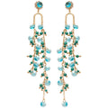 Geometric Rhinestone Inlaid Green Stone Tassel Crystal Long Stud Earrings For Women view 5