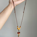 Cute Cartoon Mushroom Pendant Cord Wood Bead Sweater Necklace Round Geometric Vacation Style For Women view 4