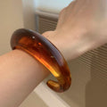Vintage Maillard Resin Irregular Geometric Wide Bangle For Women Autumn Winter Fashion Jewelry view 3