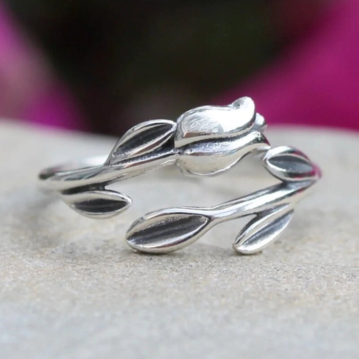 Simple Fresh Tulip Ring For Women, Open Adjustable Minimalist Finger Ring, New Fashion Jewelry