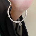 New Chinese Style Copper Open Bangle With Lotus Peace Bamboo Joint Character Design view 1