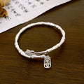 New Chinese Style Copper Open Bangle With Lotus Peace Bamboo Joint Character Design view 3