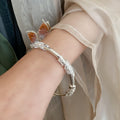 New Chinese Style Copper Open Bangle With Lotus Peace Bamboo Joint Character Design view 4