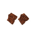 Vintage Ethnic Leopard Print Flocked Fabric Geometric Pleated Pendant Drop Earrings view 5