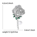Alloy Rhinestone Rose Flower Brooch For Elegant Women's Clothing Decoration view 6