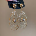 18K Gold Plated Metal Layered Teardrop Pendant Earrings For Women European American Style view 4
