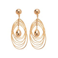 18K Gold Plated Metal Layered Teardrop Pendant Earrings For Women European American Style view 5
