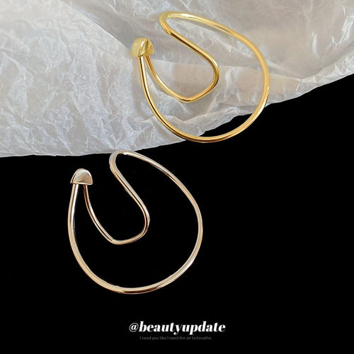 Western Style Irregular Round Twisted Metal Clip-on Earrings Geometric Ear Cuff Jewelry
