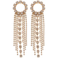 Copper Rhinestone Round Tassel Drop Earrings With Silver Posts, Elegant European Style view 5