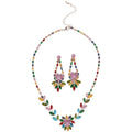 Light Luxury Copper Zircon Leaf Heart Earrings And Necklace Jewelry Set For Women view 5
