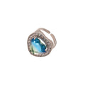 Sparkling Zircon Heart Open Copper Ring, Minimalist Light Luxury Adjustable Jewelry view 5