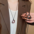 Alloy Irregular Geometric Round Hollow Pendant Sweater Necklace Vacation Style for Women view 1