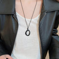 Alloy Irregular Geometric Round Hollow Pendant Sweater Necklace Vacation Style for Women view 3