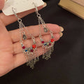 Vintage Ethnic Zircon Teardrop Chandelier Chain Tassel Alloy Crystal Fringe Statement Earrings view 2