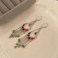 Vintage Ethnic Zircon Teardrop Chandelier Chain Tassel Alloy Crystal Fringe Statement Earrings view 4