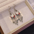 Vintage Ethnic Zircon Teardrop Chandelier Chain Tassel Alloy Crystal Fringe Statement Earrings view 3
