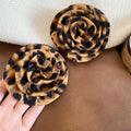 Fabric Leopard Print Flower Drop Earrings, European American Statement Style For Women view 2