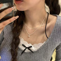 Minimalist Stainless Steel Waterdrop Pendant Double Layer Clavicle Sweater Necklace For Women view 4