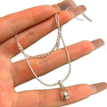 Minimalist Stainless Steel Waterdrop Pendant Double Layer Clavicle Sweater Necklace For Women view 5