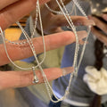 Minimalist Stainless Steel Waterdrop Pendant Double Layer Clavicle Sweater Necklace For Women view 3