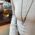 Bohemian Alloy Wood Geometric Grape Pendant Multilayer Sweater Necklace Maillard Style view 3