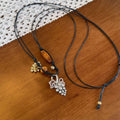 Bohemian Alloy Wood Geometric Grape Pendant Multilayer Sweater Necklace Maillard Style view 4