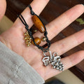 Bohemian Alloy Wood Geometric Grape Pendant Multilayer Sweater Necklace Maillard Style view 2